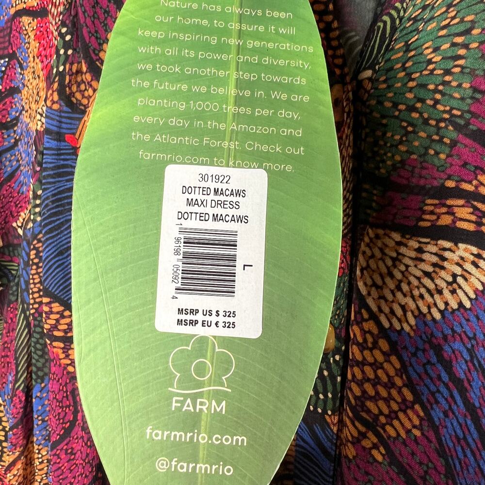 Farm Rio Dotted Macaws Maxi Dress Size Large NWT - Picture 7 of 8